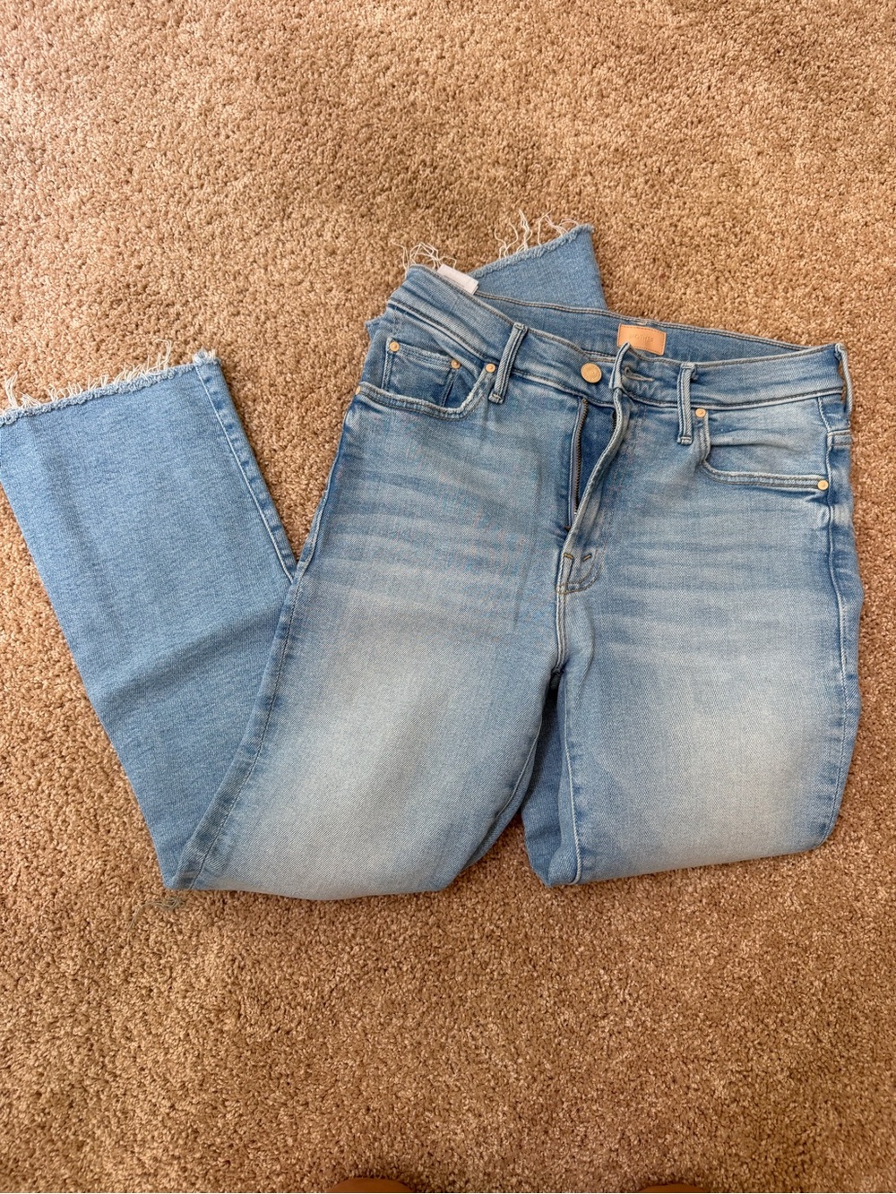 MOTHER Light Blue High-Rise Ankle Jeans
